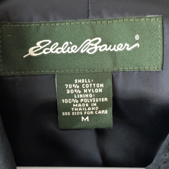 Eddie Bauer Black Trench Coat. Button up Medium - Picture 5 of 7